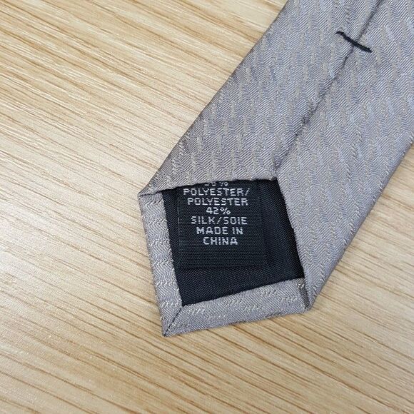 CALVIN KLEIN Mens Neck Tie Gray Woven Diagonal Silk Blend Classic Pointed - Picture 3 of 5